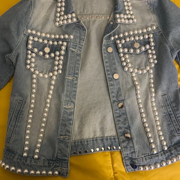 Boston Proper Luxe Pearl Denim Jacket | Heavyweight | NWT | Medium - Picture 2 of 11